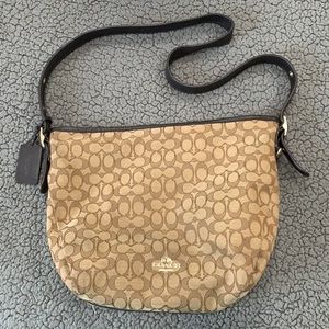 Coach logo brown cross body and matching wallet.